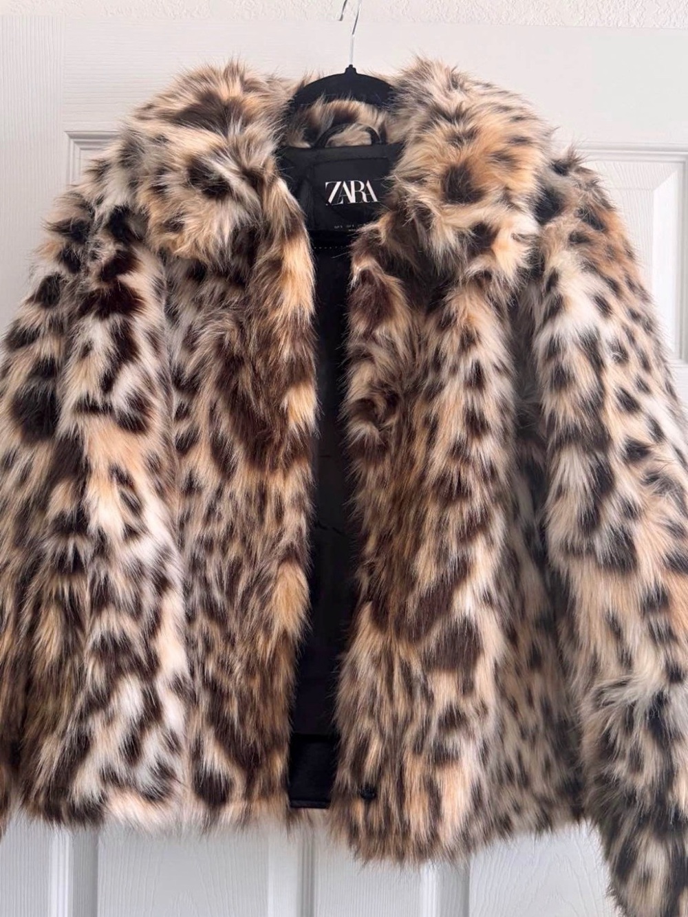Zara Leopard Print Teddy Coat - Brown, Tan, Black, Cream
